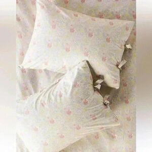 NEW ANTHROPOLOGIE Organic Percale Printed Tie Shams, AnthroLiving